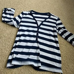 Blue and White Blouse